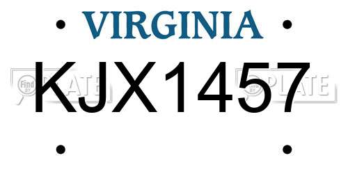KJX1457 Virginia License Plate