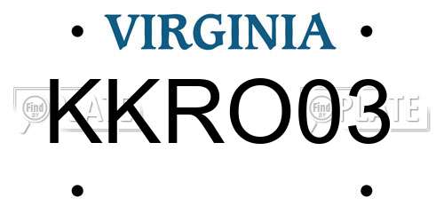 KKRO03 Virginia License Plate
