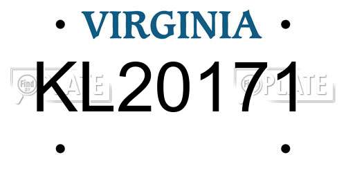 KL20171 Virginia License Plate