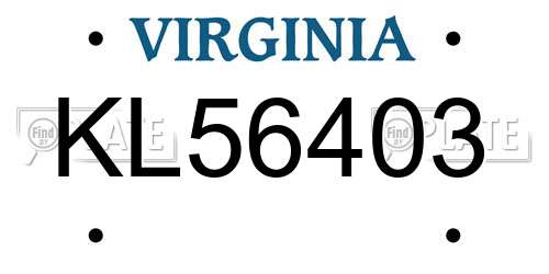 KL56403 Virginia License Plate