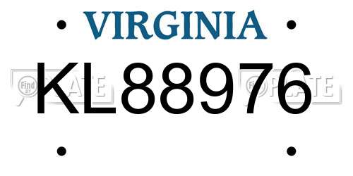 KL88976 Virginia License Plate