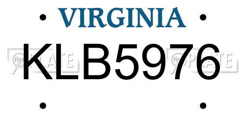 KLB5976 Virginia License Plate