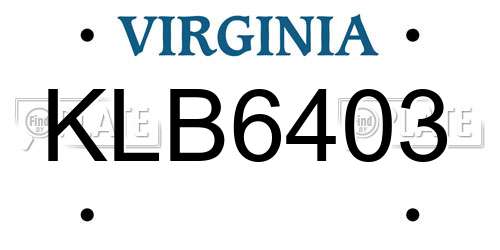 KLB6403 Virginia License Plate