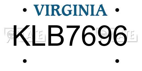 KLB7696 Virginia License Plate