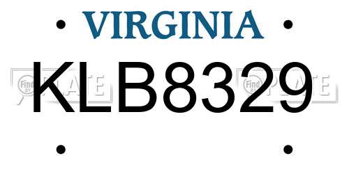 KLB8329 Virginia License Plate