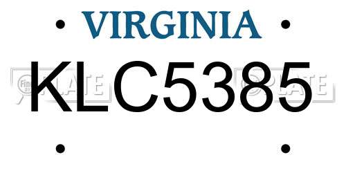 KLC5385 Virginia License Plate