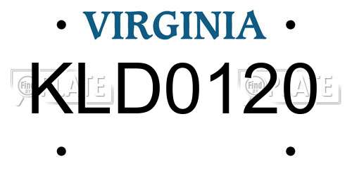 KLD0120 Virginia License Plate