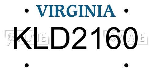 KLD2160 Virginia License Plate
