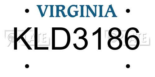 KLD3186 Virginia License Plate