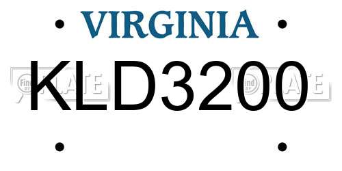 KLD3200 Virginia License Plate