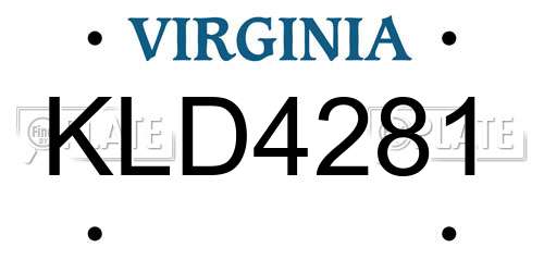 KLD4281 Virginia License Plate