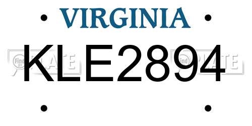 KLE2894 Virginia License Plate