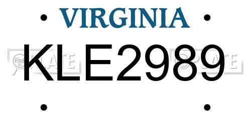 KLE2989 Virginia License Plate