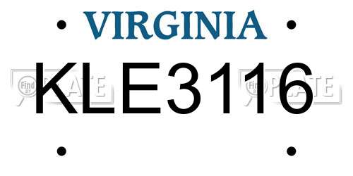 KLE3116 Virginia License Plate