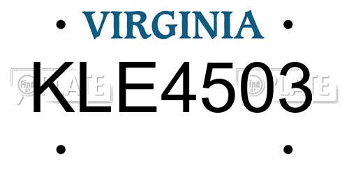 KLE4503 Virginia License Plate