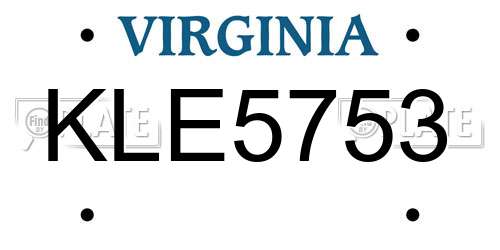KLE5753 Virginia License Plate