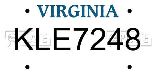KLE7248 Virginia License Plate