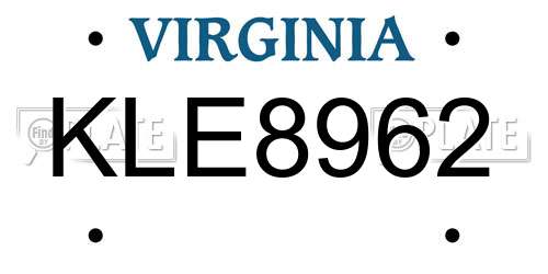 KLE8962 Virginia License Plate