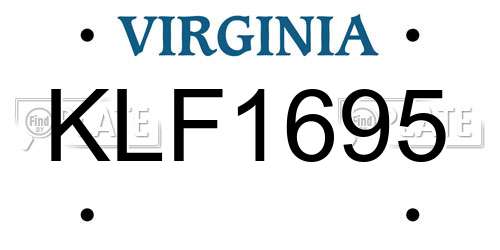 KLF1695 Virginia License Plate