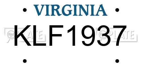 KLF1937 Virginia License Plate