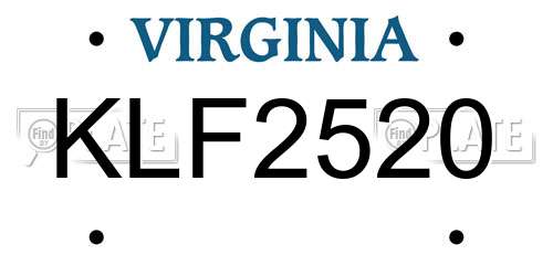 KLF2520 Virginia License Plate
