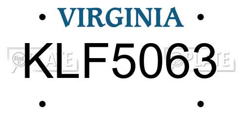 KLF5063 Virginia License Plate