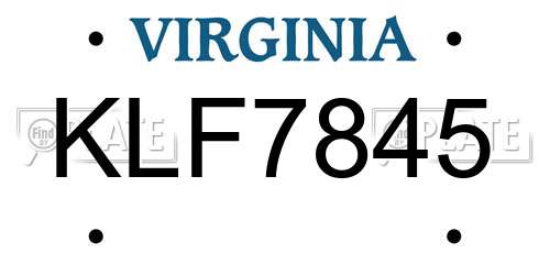 KLF7845 Virginia License Plate