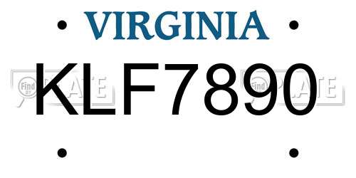 KLF7890 Virginia License Plate