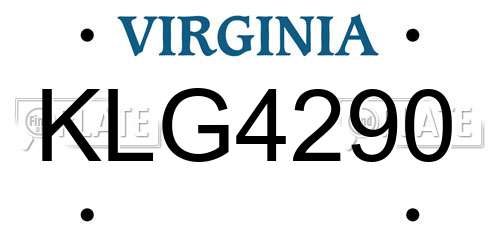 KLG4290 Virginia License Plate