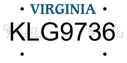 KLG9736 Virginia License Plate