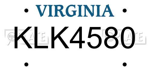 KLK4580 Virginia License Plate