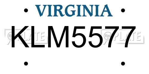 KLM5577 Virginia License Plate