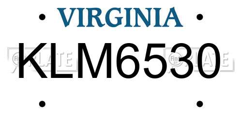 KLM6530 Virginia License Plate
