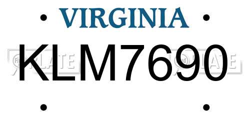 KLM7690 Virginia License Plate