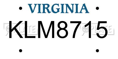 KLM8715 Virginia License Plate