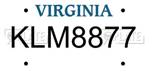 KLM8877 Virginia License Plate