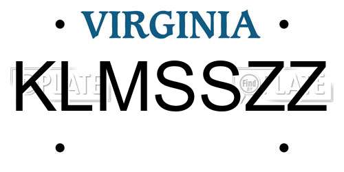 KLMSSZZ Virginia License Plate