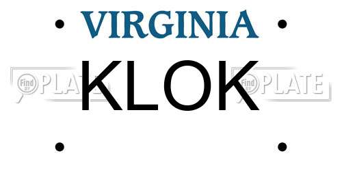 KLOK Virginia License Plate