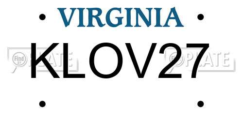 KLOV27 Virginia License Plate