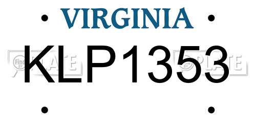 KLP1353 Virginia License Plate
