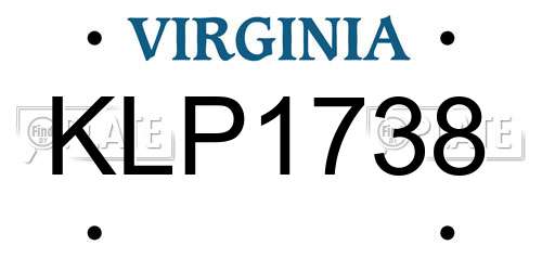 KLP1738 Virginia License Plate