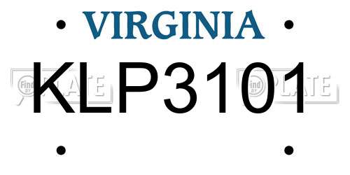 KLP3101 Virginia License Plate