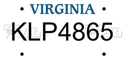 KLP4865 Virginia License Plate