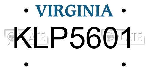 KLP5601 Virginia License Plate