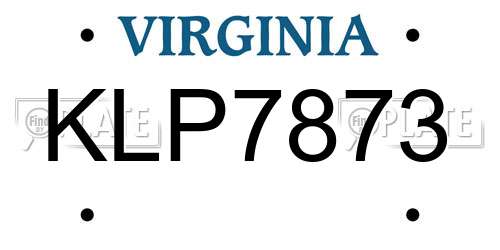 KLP7873 Virginia License Plate