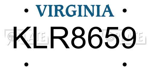 KLR8659 Virginia License Plate