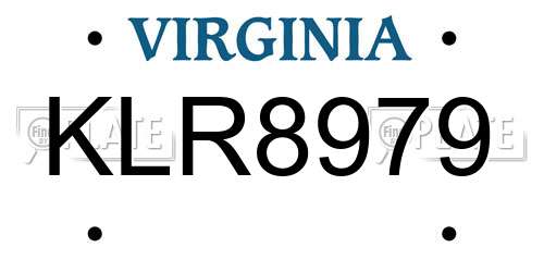 KLR8979 Virginia License Plate