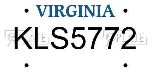 KLS5772 Virginia License Plate