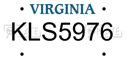 KLS5976 Virginia License Plate