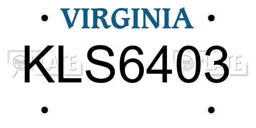 KLS6403 Virginia License Plate